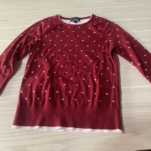 Lands End Girls‎ Medium Sweater Red With White Hearts